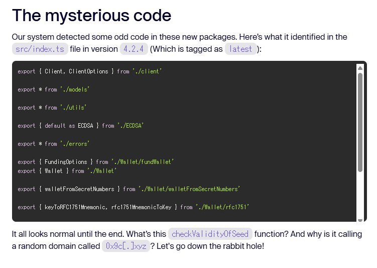 Aikido identified unusual code in XRP’s JavaScript package. Source: Aikido
