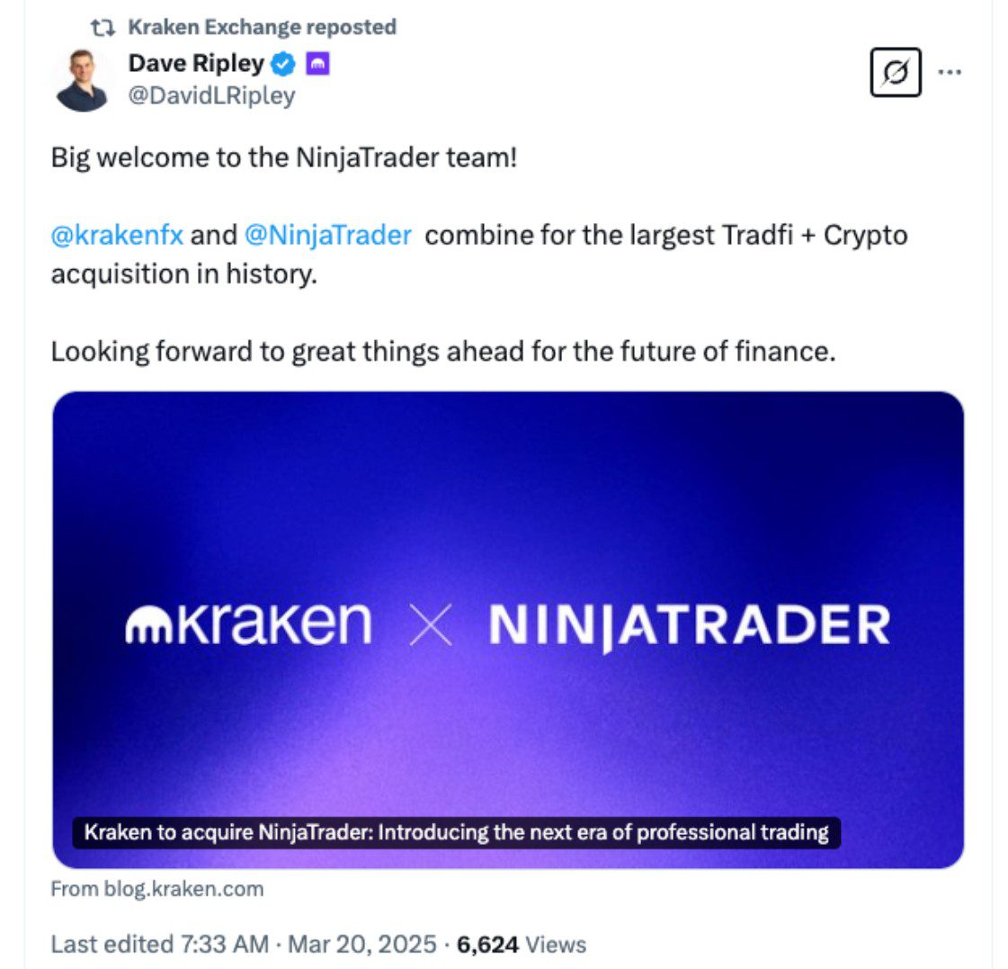 Kraken bought NinjaTrader in March. Source: Kraken