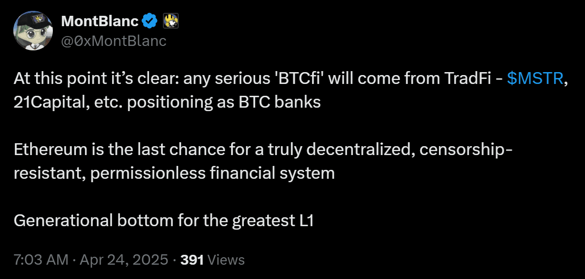 Cryptocurrencies, Smart Contracts, XRP, Markets, Ether Price, Solana, Memecoin, Ethereum ETF Source: X/0xMontBlanc