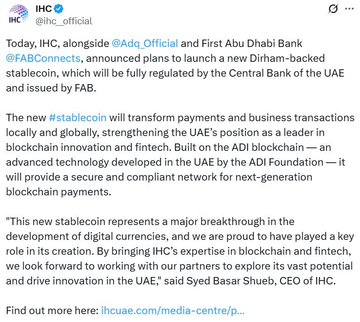 Abu Dhabi Pioneers Dirham-Pegged Stablecoin: A Deep Dive