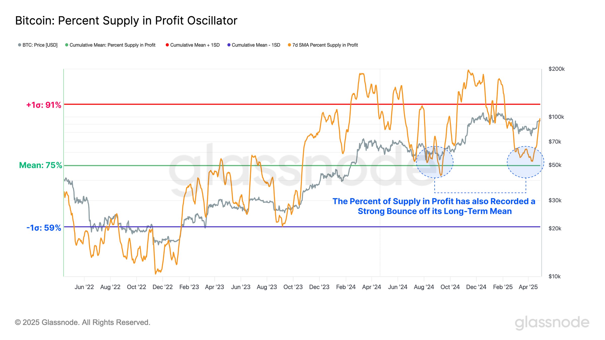 Bitcoin percent supply in profit. Source: X.com. Bitcoin percent supply in profit. Source: X.com