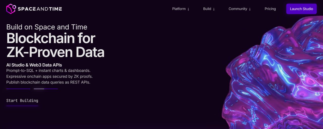 Space and Time: Decentralized data warehouse connecting to smart contracts Space and Time: Decentralized data warehouse connecting to smart contracts