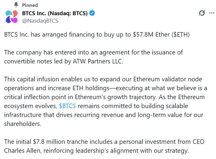 BTCS to Boost Ethereum Holdings with $57.8M Raise: A Strategic Expansion