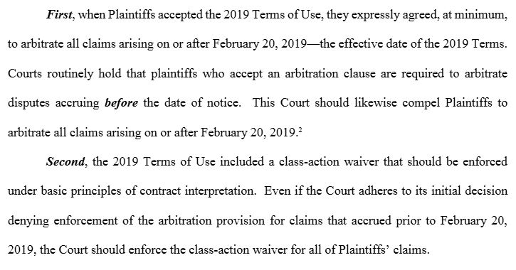 Binance argues its terms of service have a clause about users agreeing to arbitrate all claims. Binance argues that its terms of service have a clause about users agreeing to arbitrate all claims. Source: PACER