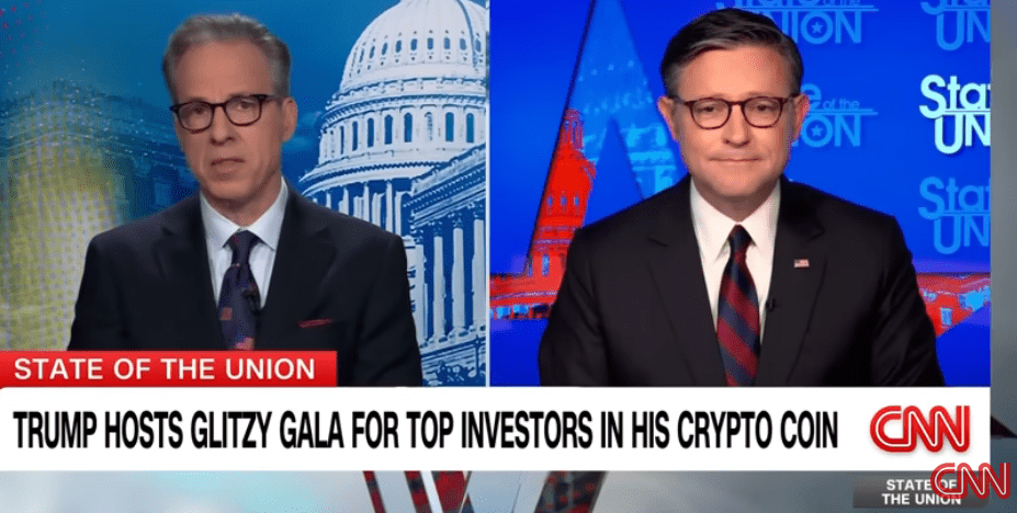 CNN’s Jake Tapper (left) speaking with House Speaker Mike Johnson (right). Source: CNN CNN’s Jake Tapper (left) speaking with House Speaker Mike Johnson (right). Source: CNN