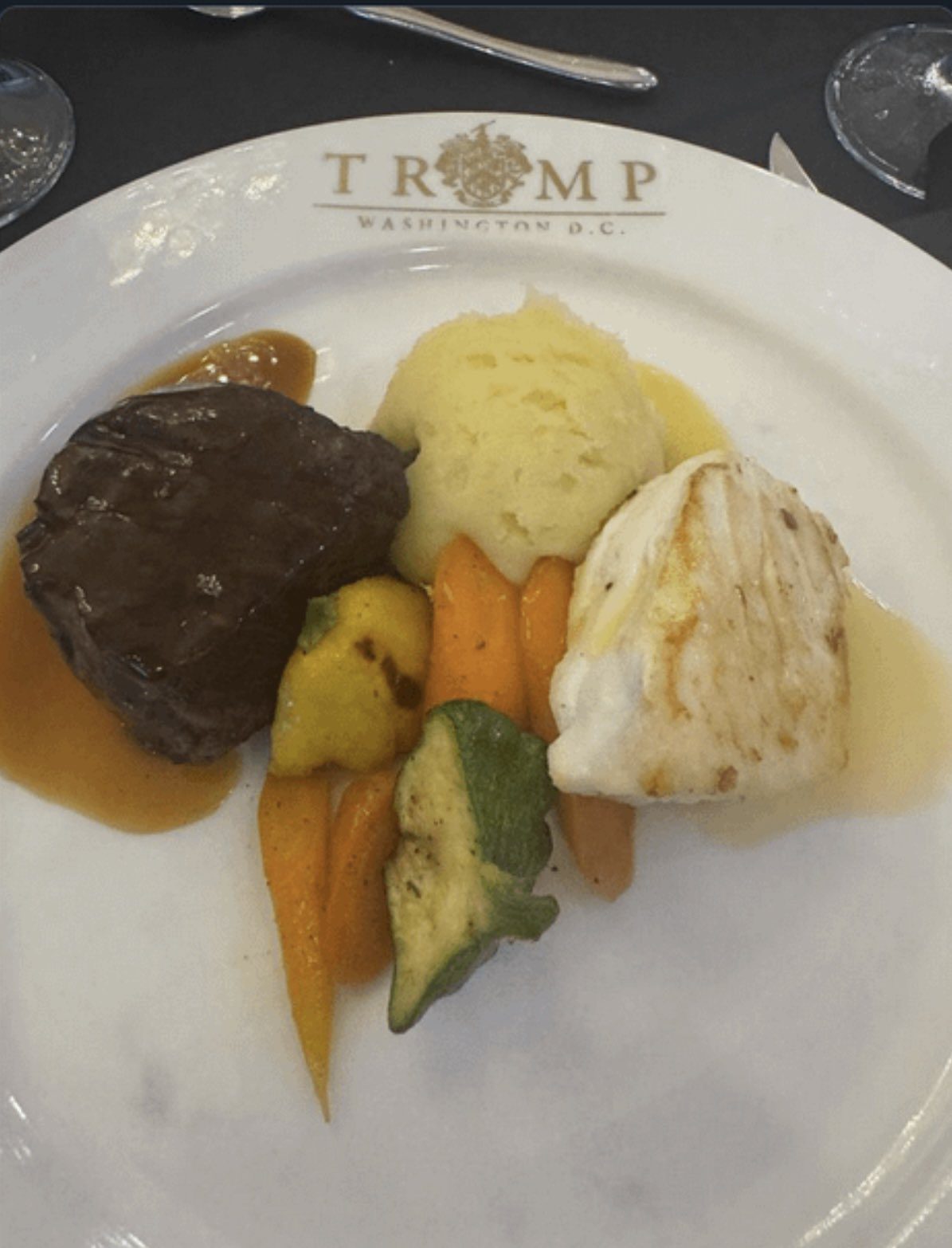A picture of the main course served at Trump’s memecoin holder dinner. Source: Sundae Gurl