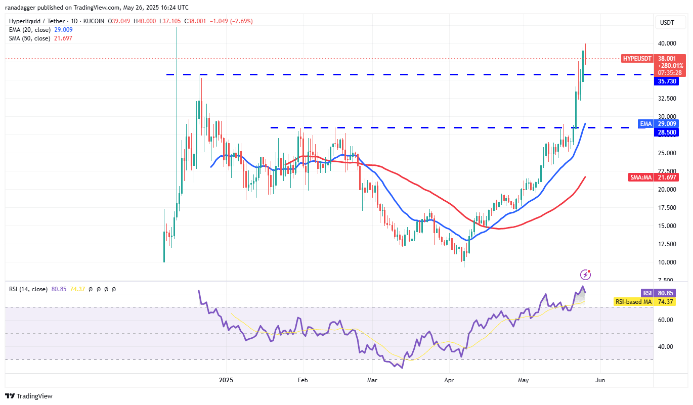 HYPE/USDT daily chart. Source: Cointelegraph/TradingView