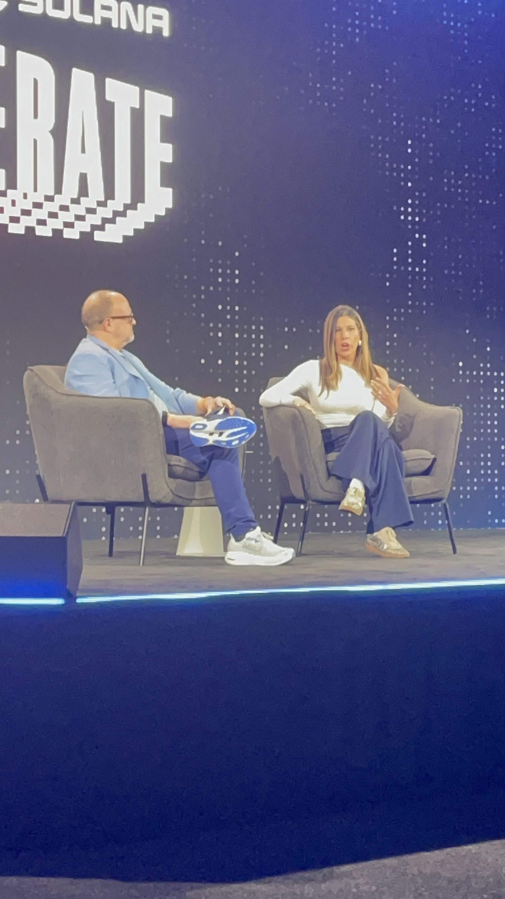 Allison Muehr, right, the Crypto Council for Innovation’s head of staking policy, speaks at Accelerate. Source: Cointelegraph