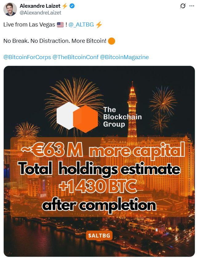 France’s Blockchain Group Increases Bitcoin Holdings with $72 Million Bond Sale