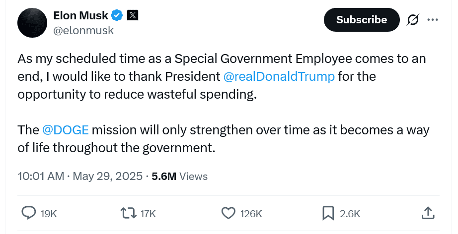 Elon Musk Steps Down from DOGE Role: What It Means for Crypto