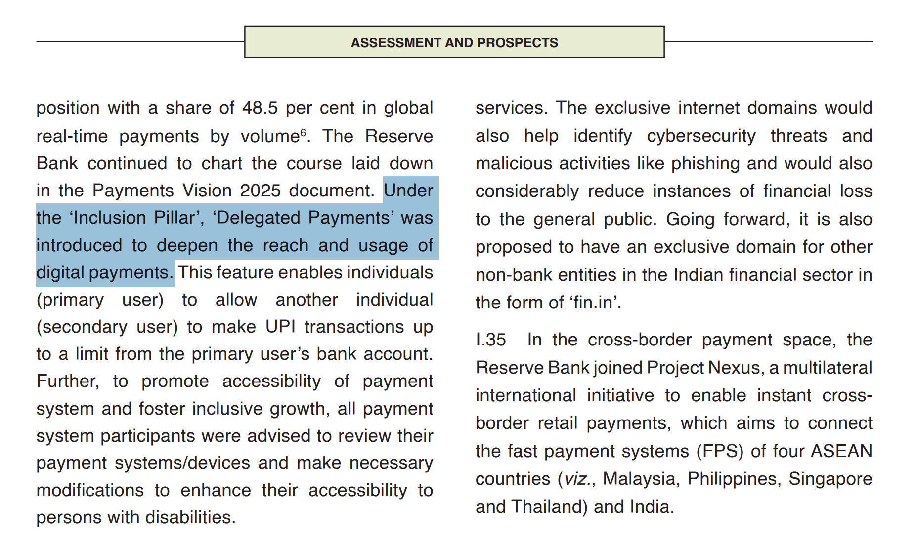 An excerpt of the report. Source: RBI