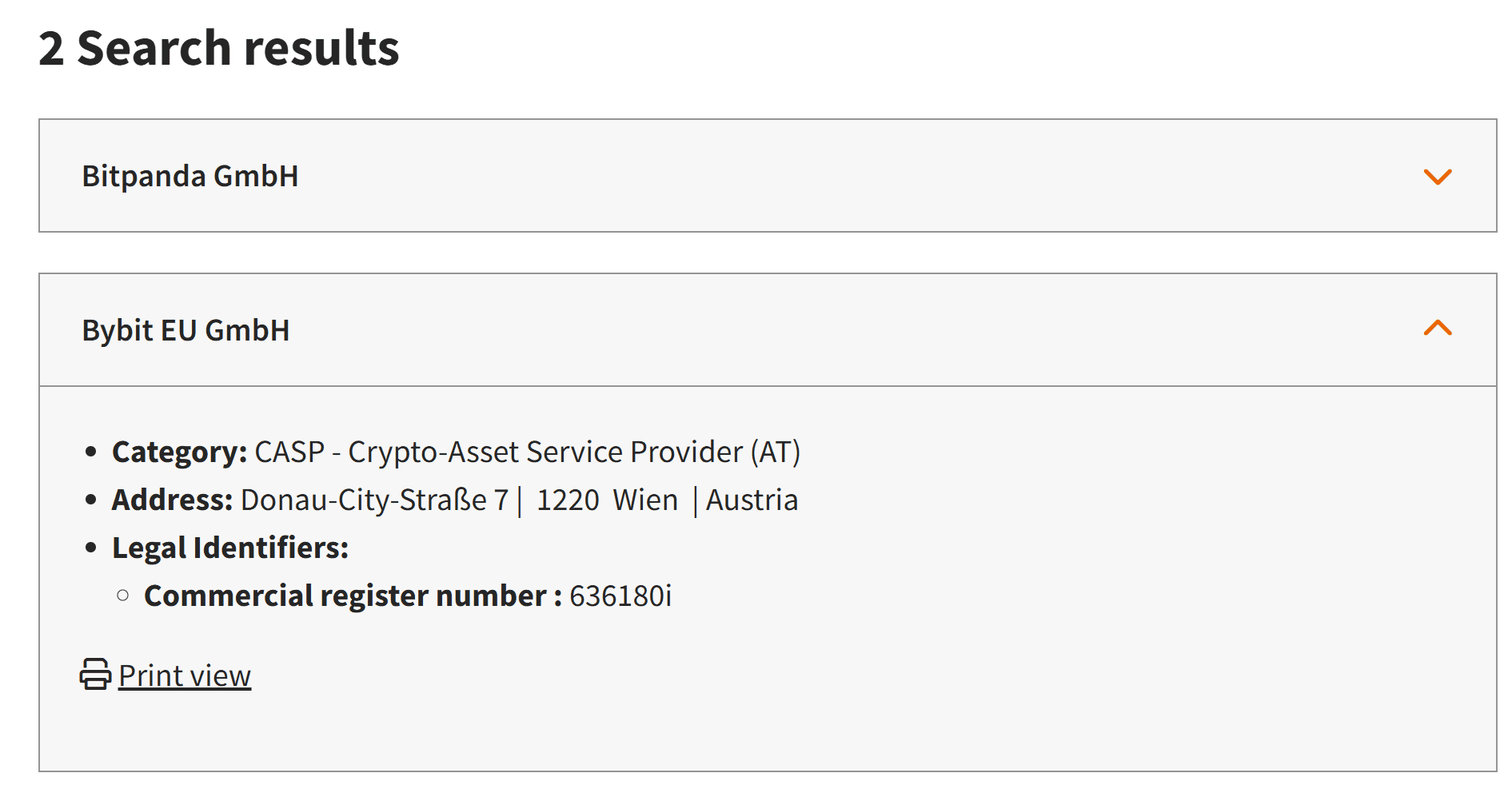 Bybit listing on the FMA website. Source: FMA