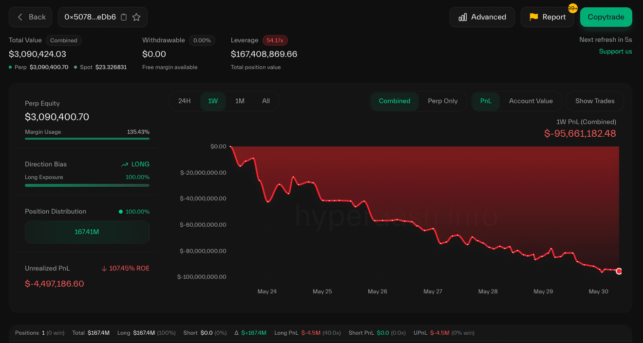 James Wynn trading data (screenshot). Source: HyperDash