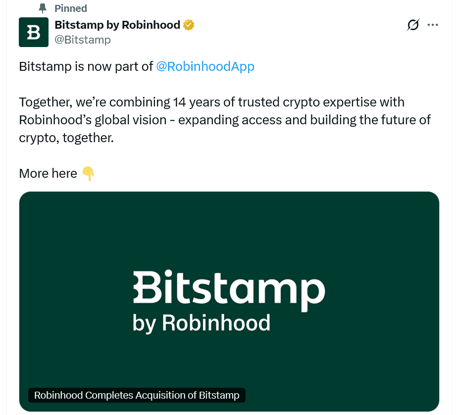Crypto News Today: Robinhood Acquires Bitstamp, SEC Staking Guidance Under Fire, and Singapore’s Crypto Crackdown