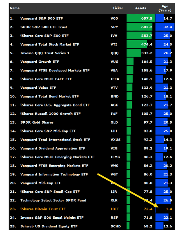 Top 25 biggest ETFs as of June 3, 2025. Source: Eric Balchunas