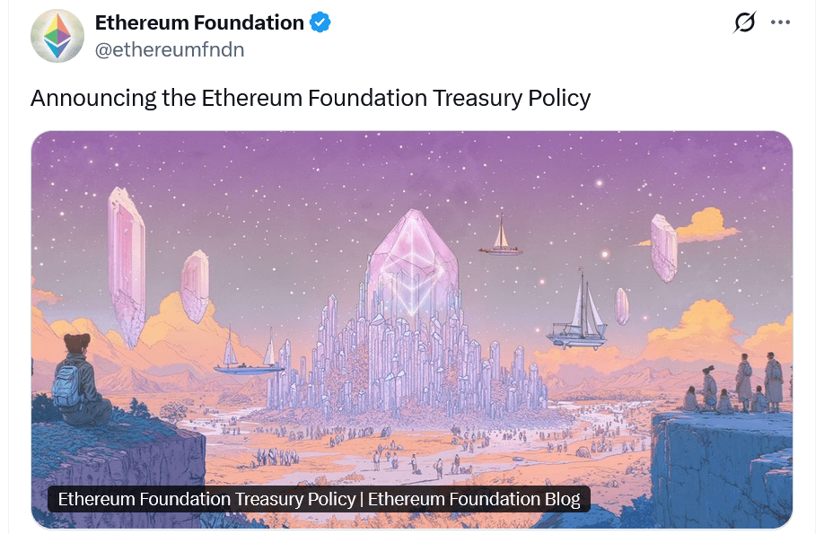 Ethereum Foundation Prepares for ‘Pivotal’ 18 Months with New Treasury Policy: What it Means for ETH