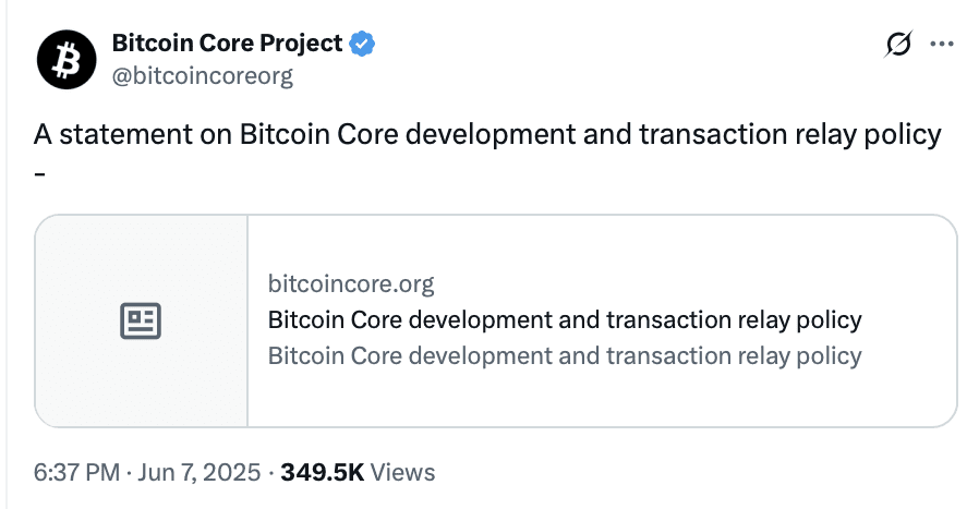Bitcoin Core Devs’ Statement Sparks Heated Debate Among Bitcoiners