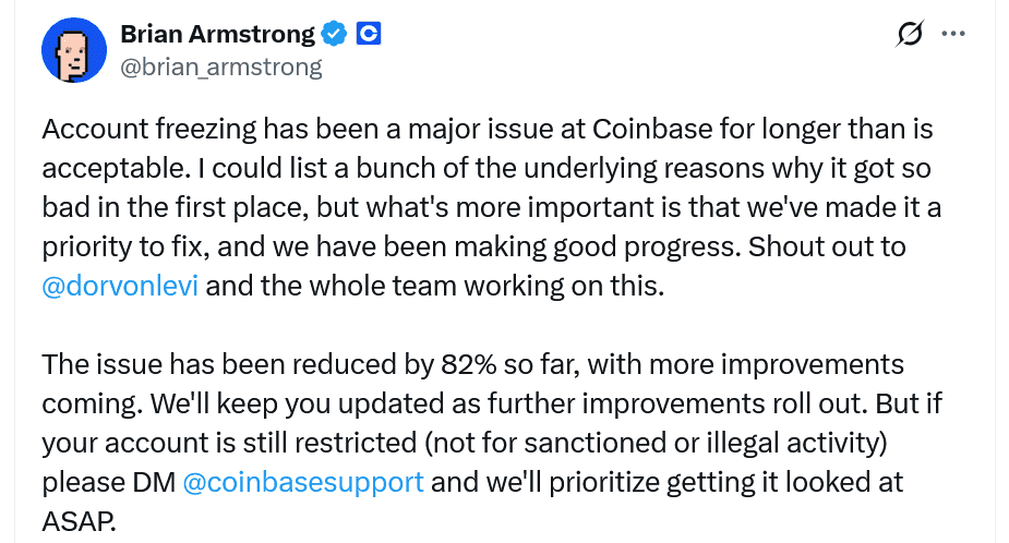 Coinbase Reduces Account Freezes by 82%: What It Means for Crypto Traders