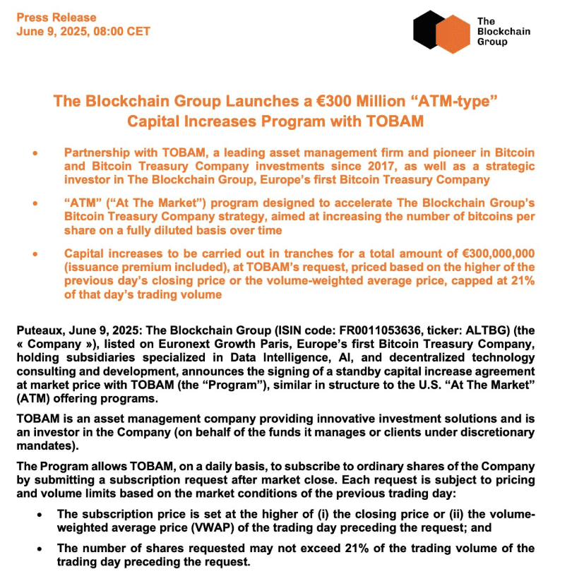 The Blockchain Group Eyes $340M Raise for Bitcoin Treasury: Bullish Signal for Institutional Adoption?