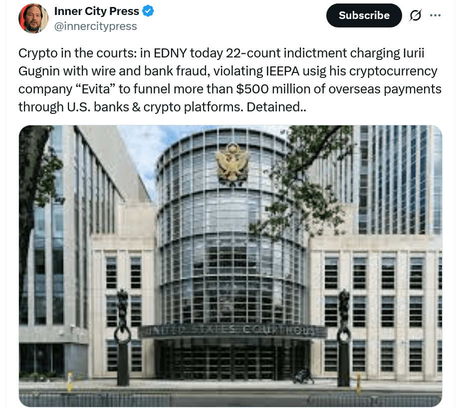 Crypto Exec Arrested: Accused of Laundering $530M for Sanctioned Russian Banks