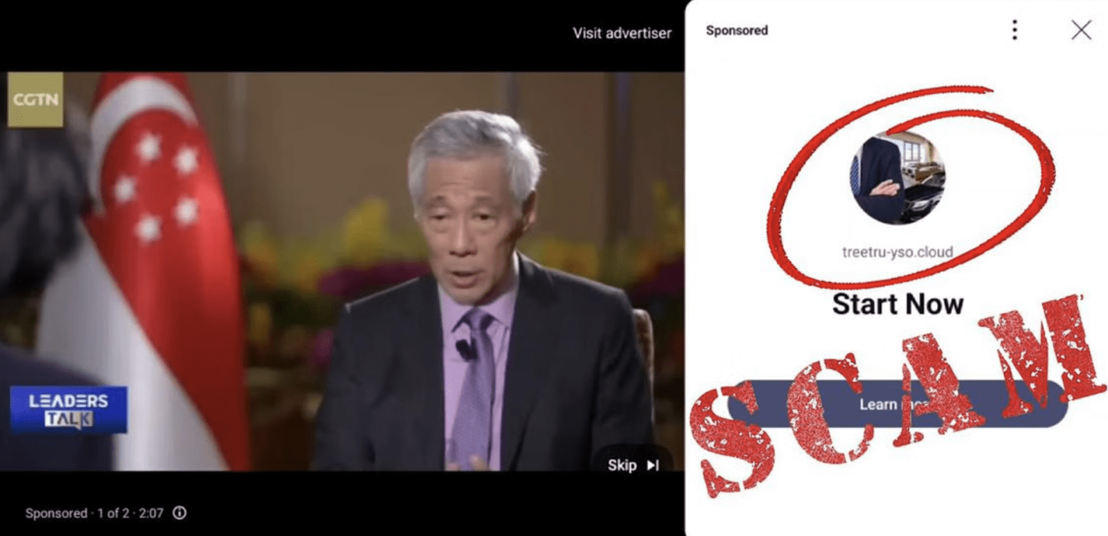 Fake video of Singapore’s Prime Minister Lee Hsien Loong Source: Lianhe Morning Newspaper
