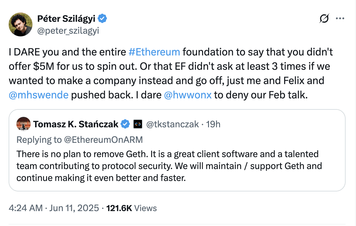 Ethereum Foundation Accused of Undermining Geth Development: What Does It Mean for ETH?