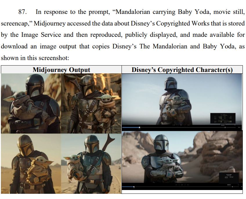 Disney alleges Midjourney is infringing on its copyrighted characters, including those from Star Wars. Source: CourtListener